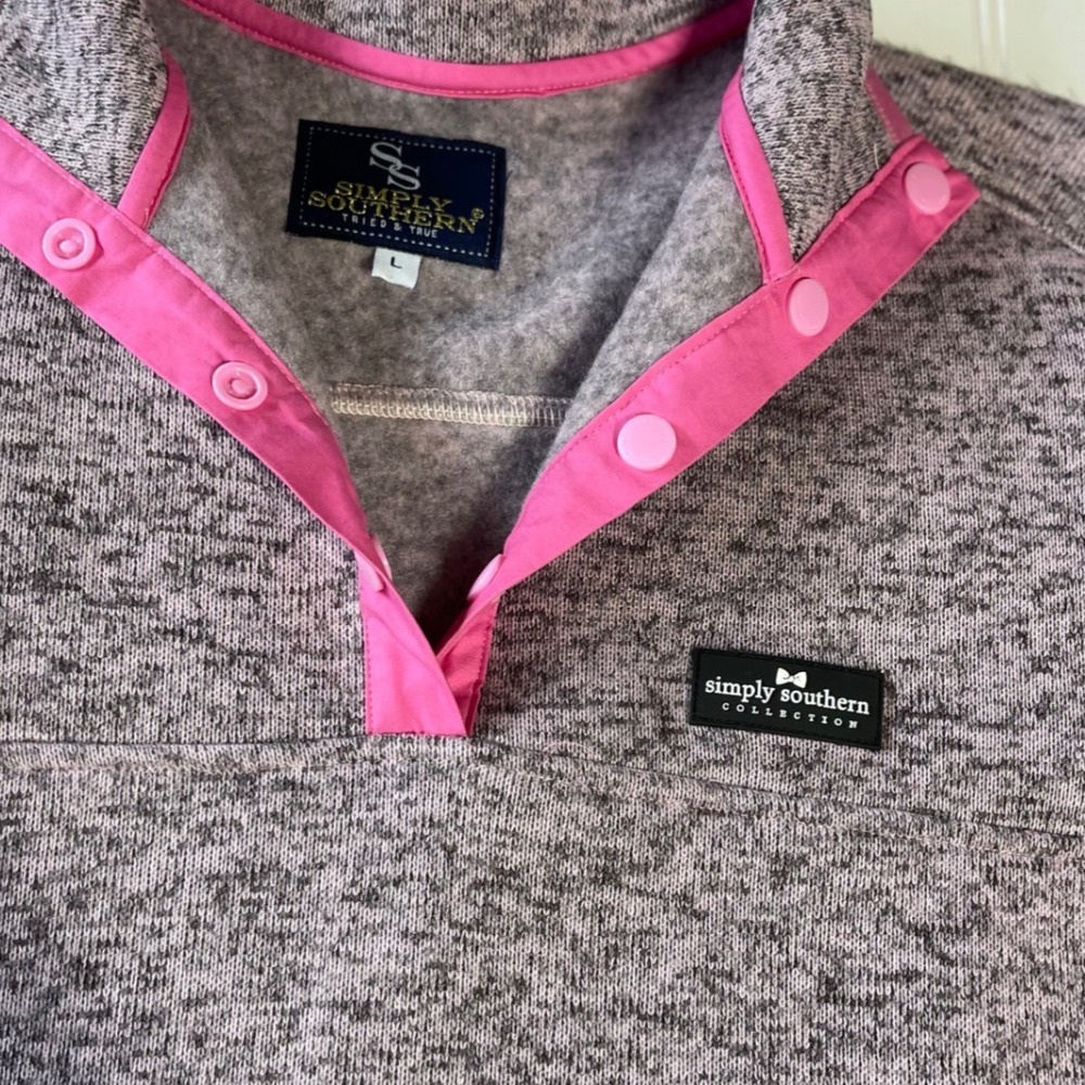 Simply Southern Womens Purple Marl Quarter Snap Fleece Pullover Sweater Large - Picture 4 of 9
